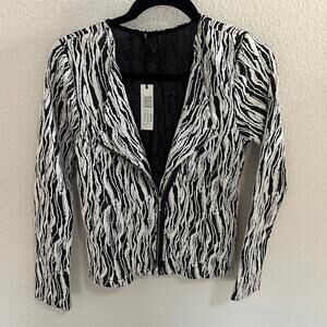 ASTARS Illusionist Knit Moto Jacket Black White Mod Small